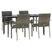5 Piece Garden Dining Set With Cushions Black And Grey Poly