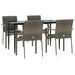 5 Piece Garden Dining Set With Cushions Black And Grey Poly