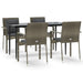 5 Piece Garden Dining Set With Cushions Black And Grey Poly