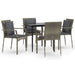 5 Piece Garden Dining Set With Cushions Black And Grey Poly