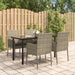 5 Piece Garden Dining Set With Cushions Black And Grey Poly