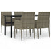 5 Piece Garden Dining Set With Cushions Black And Grey Poly