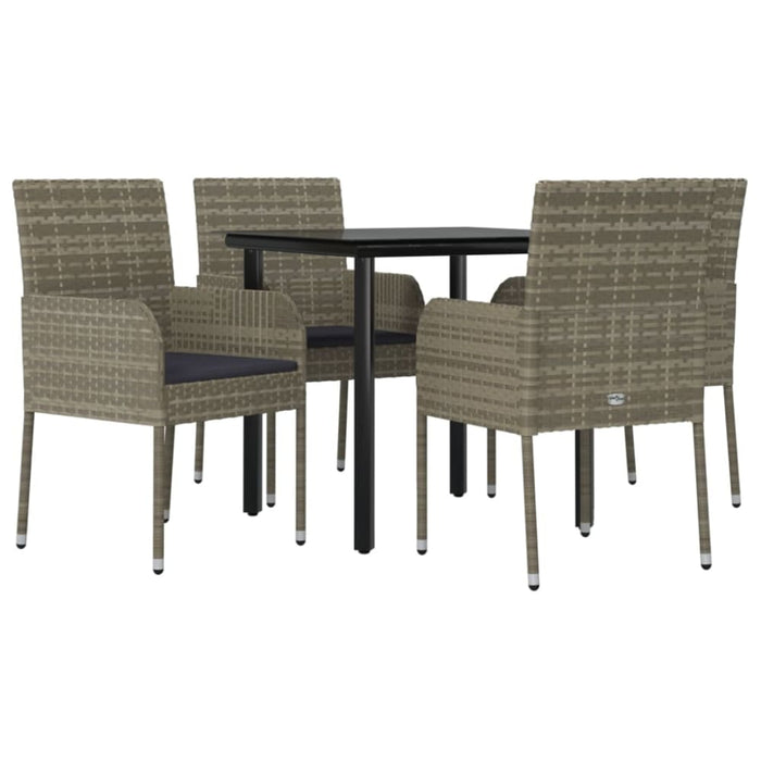 5 Piece Garden Dining Set With Cushions Black And Grey Poly