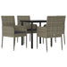 5 Piece Garden Dining Set With Cushions Black And Grey Poly