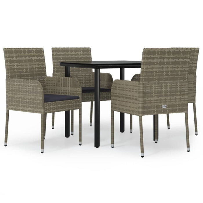 5 Piece Garden Dining Set With Cushions Black And Grey Poly