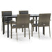 5 Piece Garden Dining Set With Cushions Black And Grey Poly