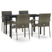 5 Piece Garden Dining Set With Cushions Black And Grey Poly