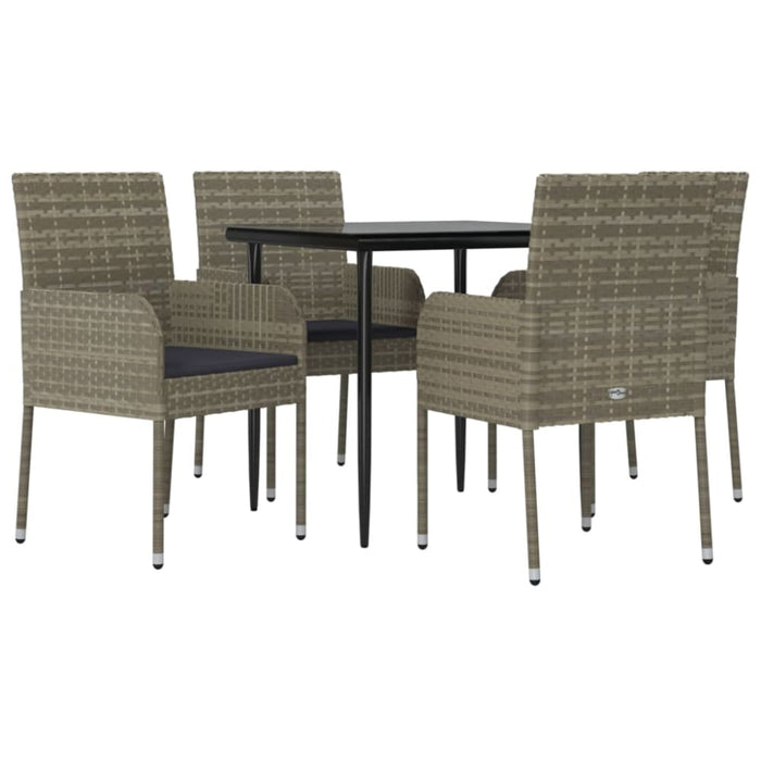 5 Piece Garden Dining Set With Cushions Black And Grey Poly