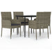 5 Piece Garden Dining Set With Cushions Black And Grey Poly