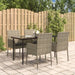 5 Piece Garden Dining Set With Cushions Black And Grey Poly