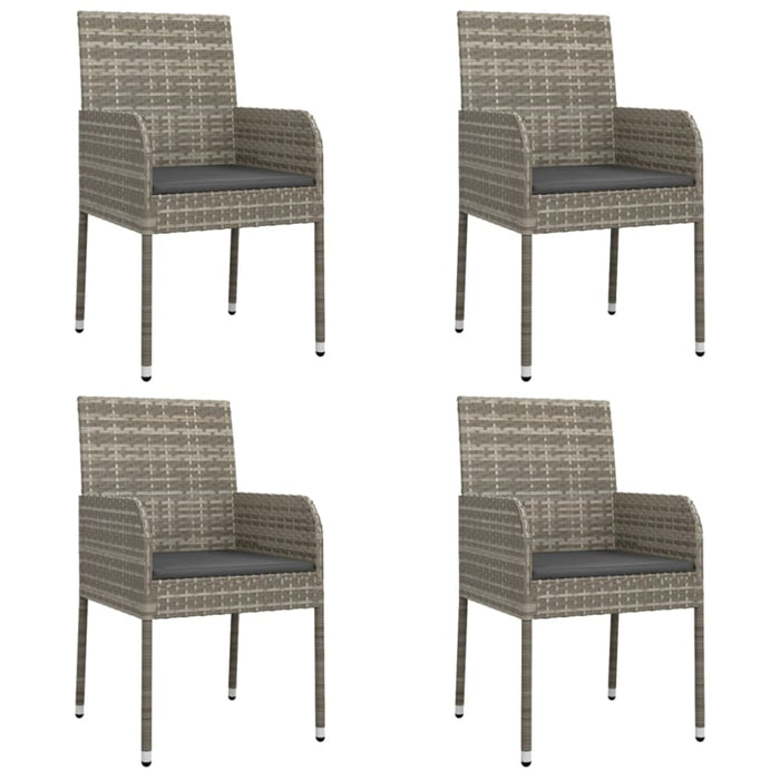 5 Piece Garden Dining Set With Cushions Black And Grey Poly