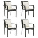 5 Piece Garden Dining Set With Cushions Black Poly Rattan