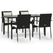 5 Piece Garden Dining Set With Cushions Black Poly Rattan