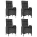5 Piece Garden Dining Set With Cushions Black Poly Rattan