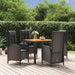 5 Piece Garden Dining Set With Cushions Black Poly Rattan
