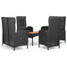 5 Piece Garden Dining Set with Cushions Black Poly Rattan