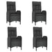 5 Piece Garden Dining Set With Cushions Black Poly Rattan
