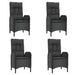 5 Piece Garden Dining Set With Cushions Black Poly Rattan