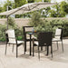 5 Piece Garden Dining Set With Cushions Black Poly Rattan
