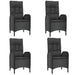 5 Piece Garden Dining Set With Cushions Black Poly Rattan