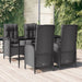 5 Piece Garden Dining Set With Cushions Black Poly Rattan