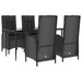 5 Piece Garden Dining Set With Cushions Black Poly Rattan
