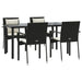 5 Piece Garden Dining Set With Cushions Black Poly Rattan