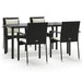 5 Piece Garden Dining Set With Cushions Black Poly Rattan