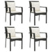 5 Piece Garden Dining Set With Cushions Black Poly Rattan