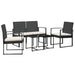 5 Piece Garden Dining Set with Cushions Black Pp Rattan