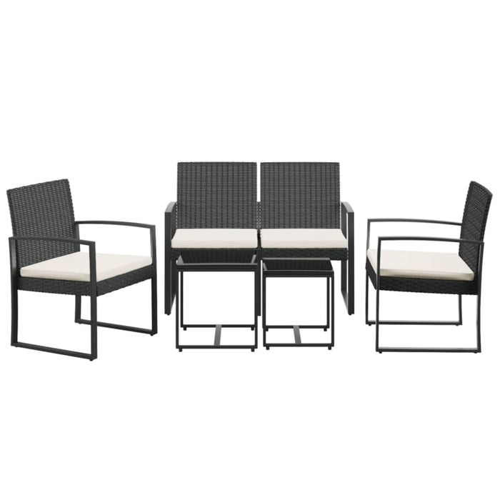 5 Piece Garden Dining Set with Cushions Black Pp Rattan