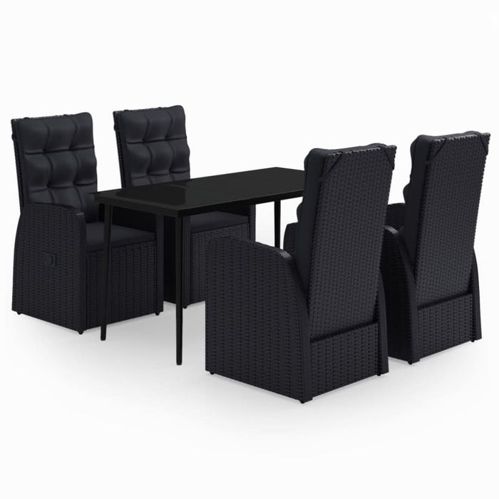 5 Piece Garden Dining Set with Cushions Black Tbkkakt