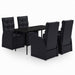 5 Piece Garden Dining Set with Cushions Black Tbkkakt