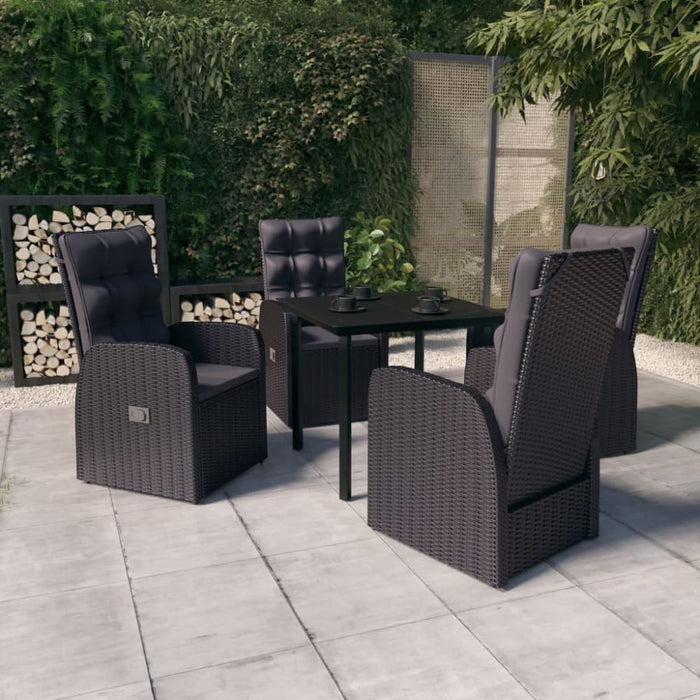 5 Piece Garden Dining Set with Cushions Black Tbkkanb