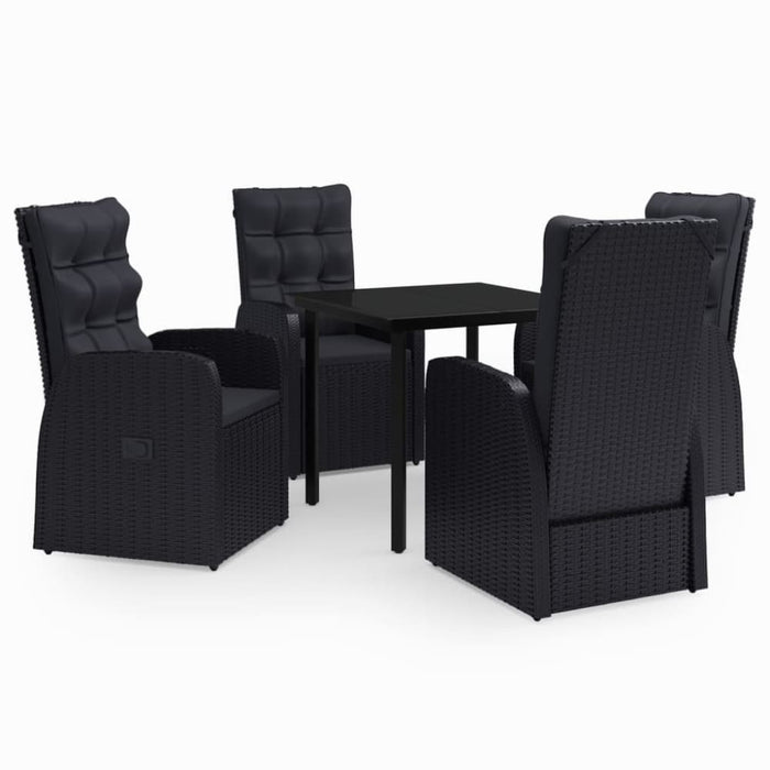 5 Piece Garden Dining Set with Cushions Black Tbkkanb