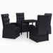 5 Piece Garden Dining Set with Cushions Black Tbkkanb