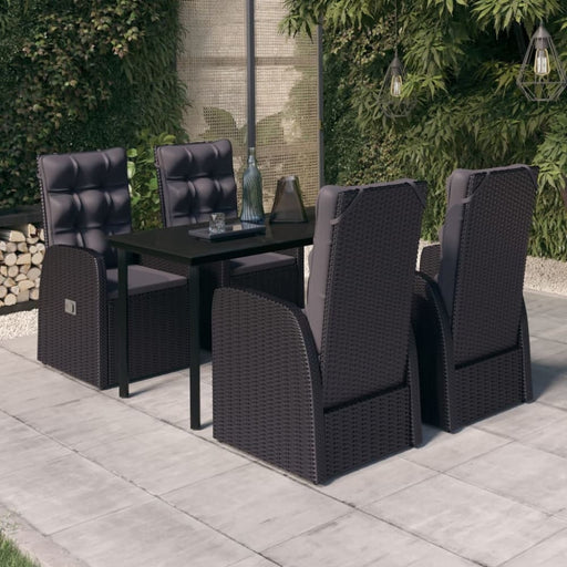 5 Piece Garden Dining Set with Cushions Black Tbkkano
