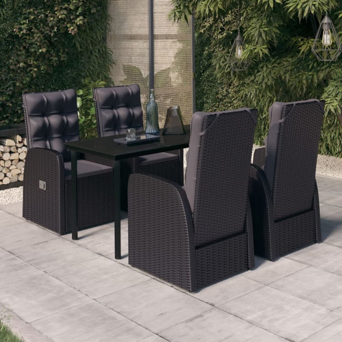 5 Piece Garden Dining Set with Cushions Black Tbkkano