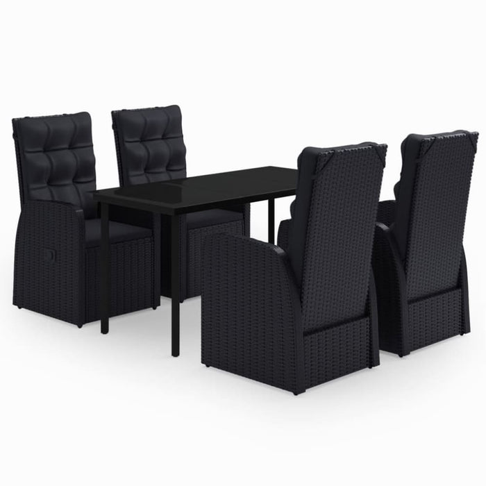 5 Piece Garden Dining Set with Cushions Black Tbkkano