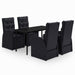 5 Piece Garden Dining Set with Cushions Black Tbkkano