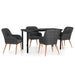 5 Piece Garden Dining Set With Cushions Black Tbkkpbi