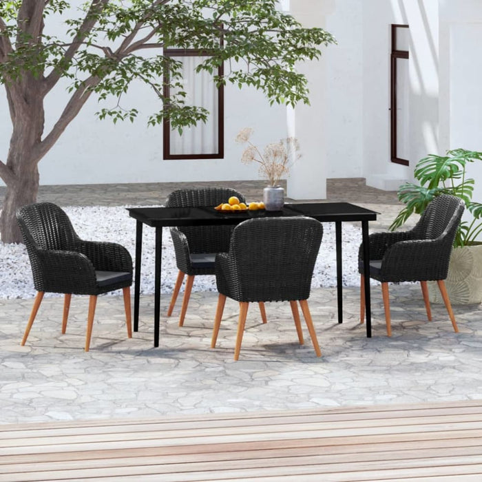 5 Piece Garden Dining Set With Cushions Black Tbkkpok