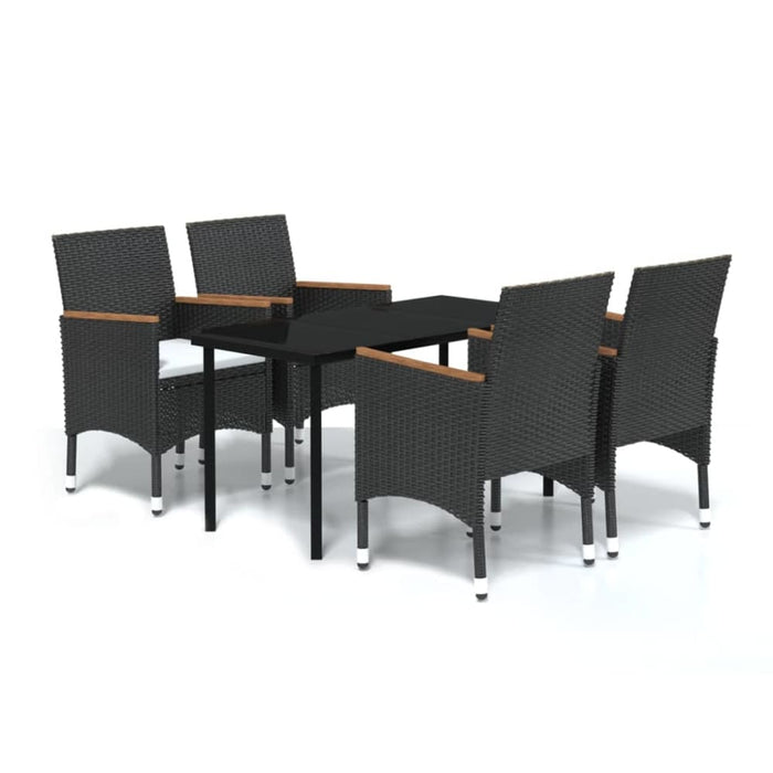 5 Piece Garden Dining Set with Cushions Black Tbkktat