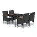 5 Piece Garden Dining Set with Cushions Black Tbkktat