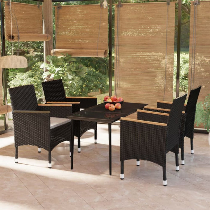 5 Piece Garden Dining Set with Cushions Black Tbkktat