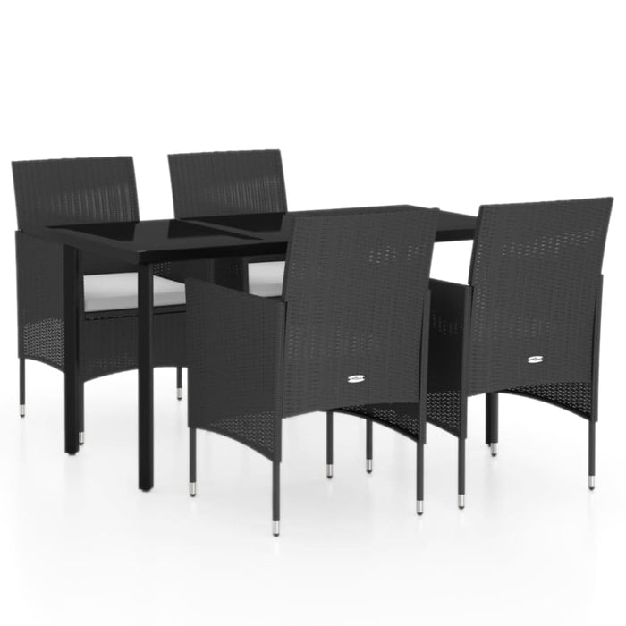 5 Piece Garden Dining Set with Cushions Black Tbkkxnt