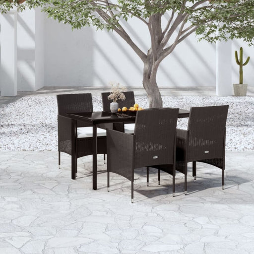 5 Piece Garden Dining Set with Cushions Black Tbkkxnt
