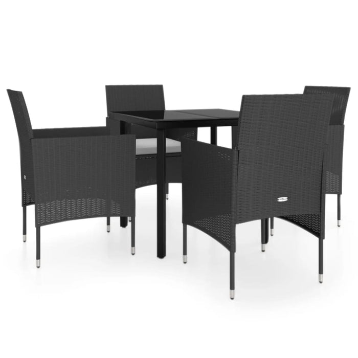 5 Piece Garden Dining Set with Cushions Black Tbkkxnx