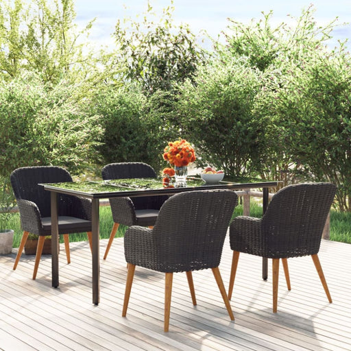 5 Piece Garden Dining Set With Cushions Black Toplion