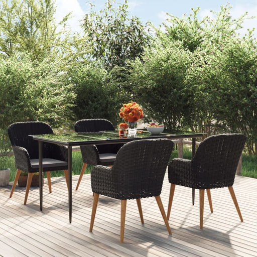 5 Piece Garden Dining Set With Cushions Black Toplixl